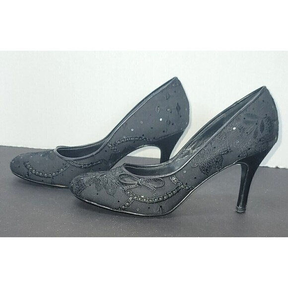 Steve Madden Leather and Cloth Embellished Heels - Size 8.5 - Picture 2 of 13